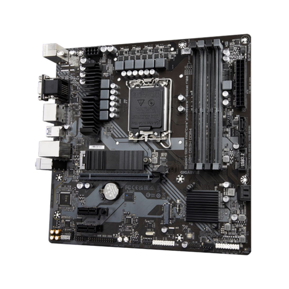 Материнская плата, Gigabyte, B760M DS3H DDR4 (4719331850876), LGA1700, iB760, 4xDDR4 2666/2933/3000/3200/5333(OC), 4xSATA3, 2xM.2 (PCI-E 4.0x4/x2), Raid, 1xD-Sub, 2хDP, 1xHDMI, 1xPCI-Ex16, 2xPCI-Ex1, mATX — фото 3