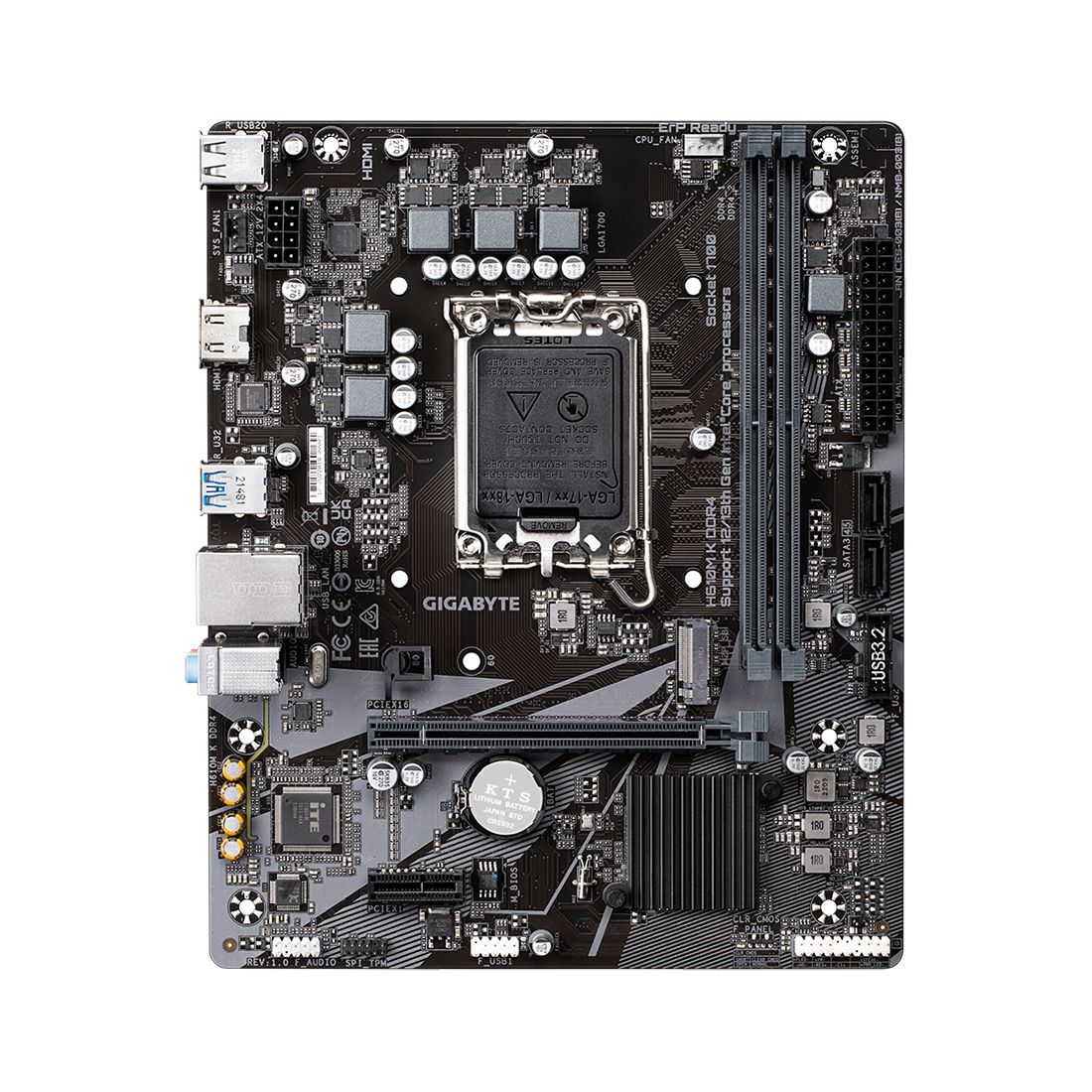 Материнская плата, Gigabyte, H610M K DDR4 (4719331851675), LGA1700, iH610, 2xDDR4 3200/2933/2666MHz, 2xSATA3, 1xM.2 (PCI-E 3.0x4/x2), 1xHDMI, 1xPCI-Ex16, 1xPCI-Ex1, mATX — фото 2