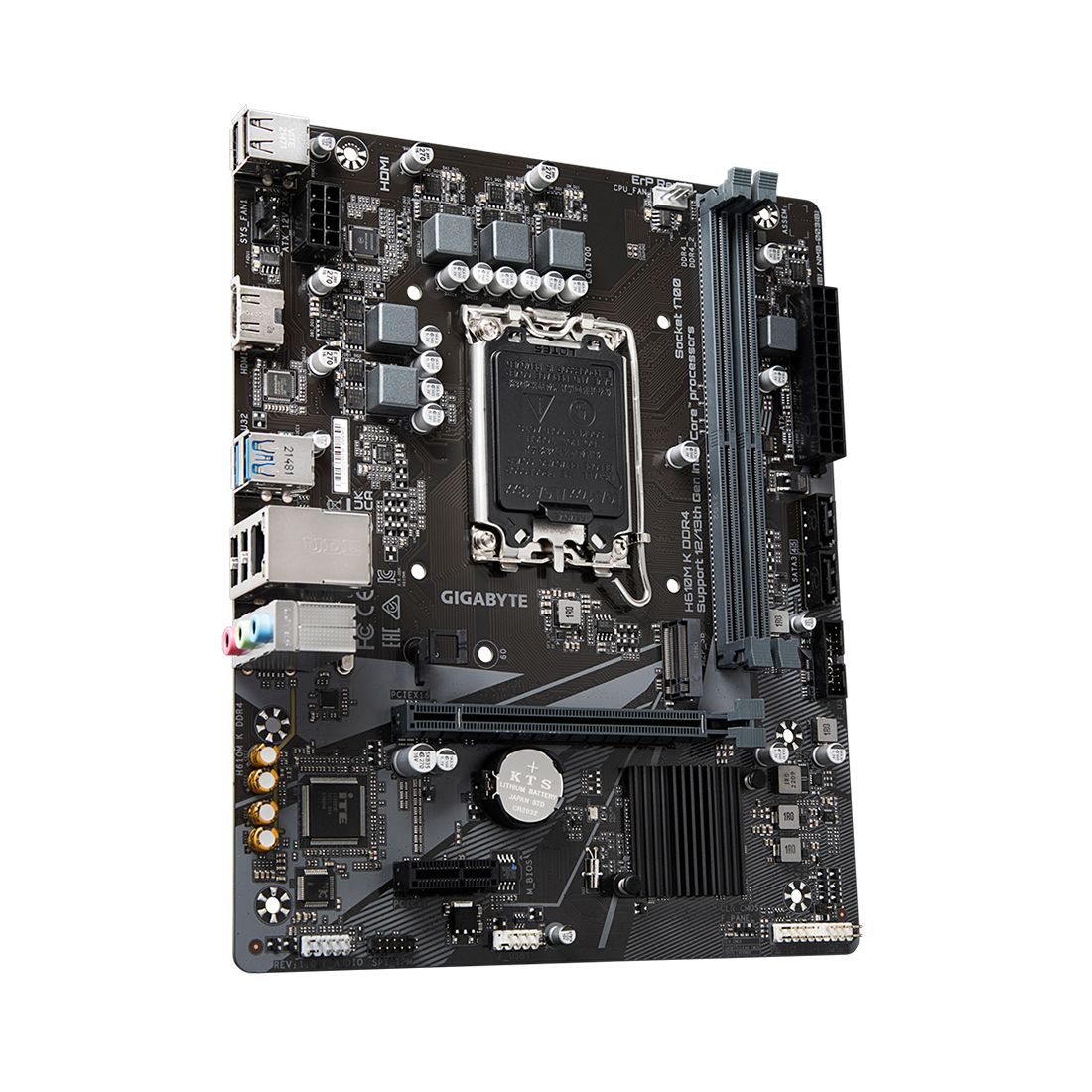 Материнская плата, Gigabyte, H610M K DDR4 (4719331851675), LGA1700, iH610, 2xDDR4 3200/2933/2666MHz, 2xSATA3, 1xM.2 (PCI-E 3.0x4/x2), 1xHDMI, 1xPCI-Ex16, 1xPCI-Ex1, mATX — фото 3
