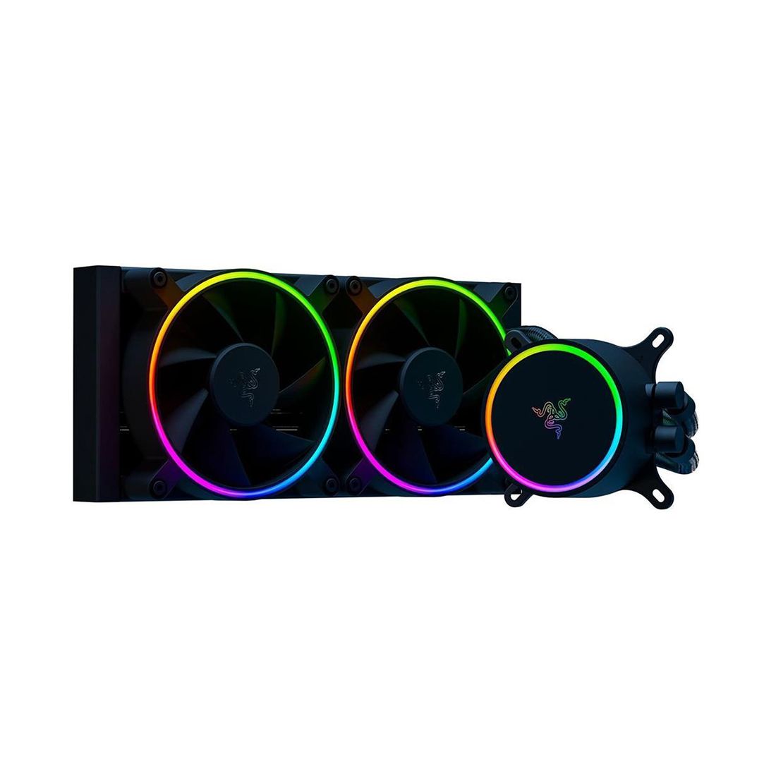 Кулер с водяным охлаждением, Razer, Hanbo Chroma RGB AIO Liquid Cooler (aRGB Pump Cap), RC21-01770100-R3M1, 240 мм, Подсветка RGB, Габариты 275x123x30 мм, Чёрный — купить в Lirotech