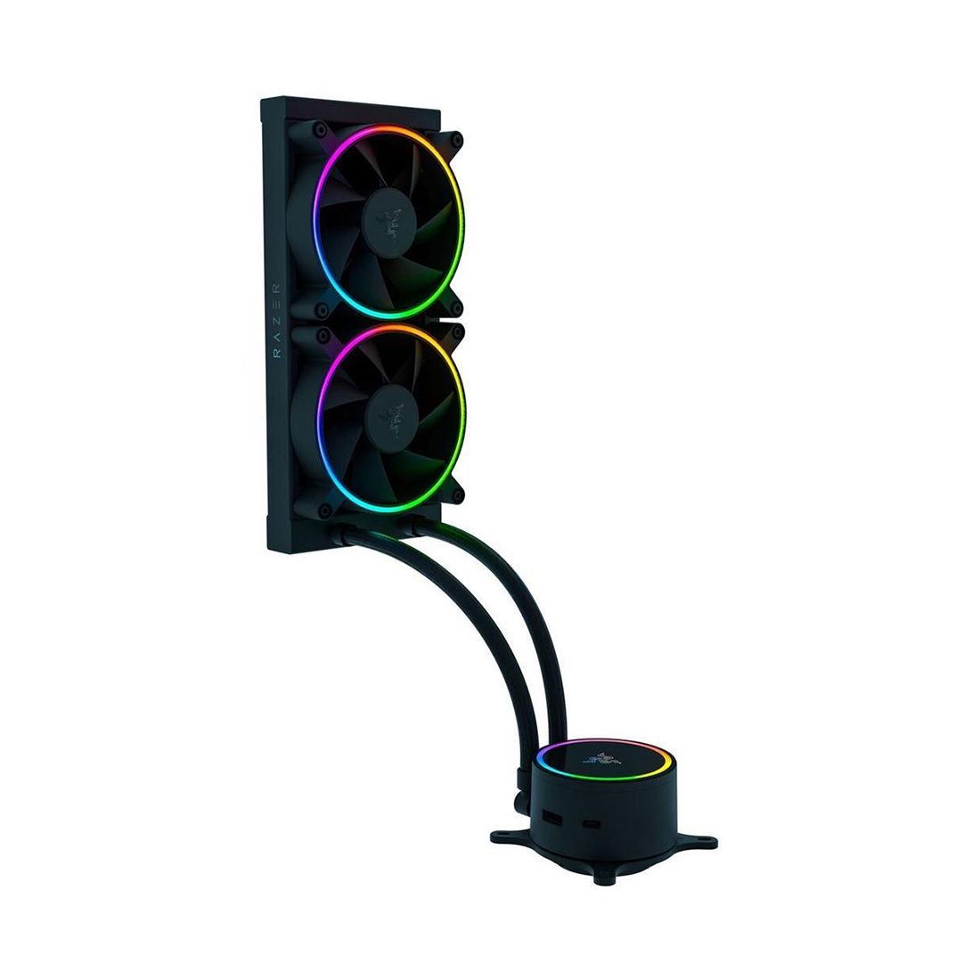 Кулер с водяным охлаждением, Razer, Hanbo Chroma RGB AIO Liquid Cooler (aRGB Pump Cap), RC21-01770100-R3M1, 240 мм, Подсветка RGB, Габариты 275x123x30 мм, Чёрный — фото 2