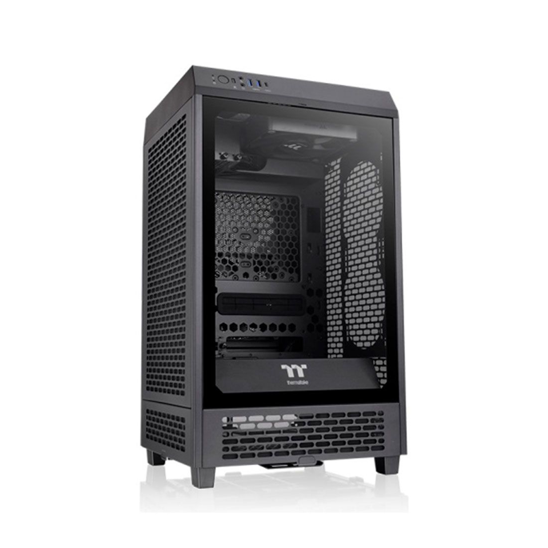 Компьютерный корпус, Thermaltake, The Tower 200, CA-1X9-00S1WN-00, Mini Tower, Mini-ITX, USB 3.0*2/Type C*1, HD-Audio+Mic, Кулер 2*140 мм, Высота процессорного кулера до 200 мм, Длина VGA до 380 мм, 2*3,5"/2*2,5", Сталь, 3мм Закаленное стекло*1, 280*300*5 — фото 3