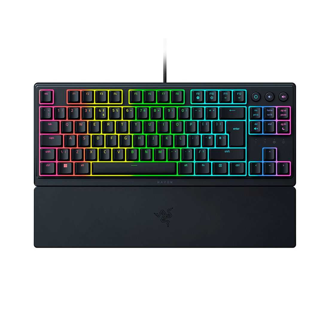 Клавиатура, Razer, Ornata V3 Tenkeyless - Russian Layout, RZ03-04881600-R3R1, Игровая, Комбинированные мембранные + механические, Программируемые клавиши, 10 Зон освещения Razer Chroma ™ RGB, Подставка для запястий, USB, Размер: 463*224*32.5 мм., Рус, Чёр — купить в Lirotech
