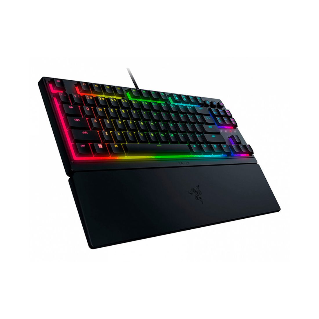 Клавиатура, Razer, Ornata V3 Tenkeyless - Russian Layout, RZ03-04881600-R3R1, Игровая, Комбинированные мембранные + механические, Программируемые клавиши, 10 Зон освещения Razer Chroma ™ RGB, Подставка для запястий, USB, Размер: 463*224*32.5 мм., Рус, Чёр — фото 2