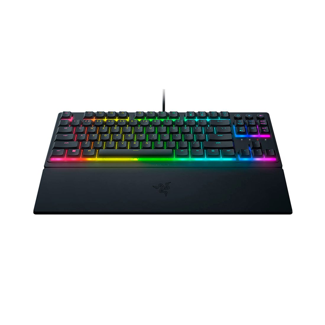 Клавиатура, Razer, Ornata V3 Tenkeyless - Russian Layout, RZ03-04881600-R3R1, Игровая, Комбинированные мембранные + механические, Программируемые клавиши, 10 Зон освещения Razer Chroma ™ RGB, Подставка для запястий, USB, Размер: 463*224*32.5 мм., Рус, Чёр — фото 3