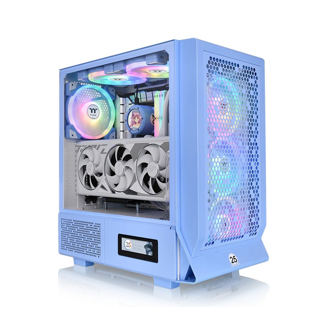 Компьютерный корпус, Thermaltake, Ceres 330 TG ARGB Hydrangea Blue, CA-1Y2-00MFWN-00, Mid-tower, Mini-ITX/M-ATX/ATX/E-ATX, USB 3.0*2, USB 3.2 (Gen 2) Type-C*1, HD Audio/Mic, 2*140мм CT140 ARGB white fan/1*140мм CT140 white fan, Высота процессорного куллер — купить в Lirotech