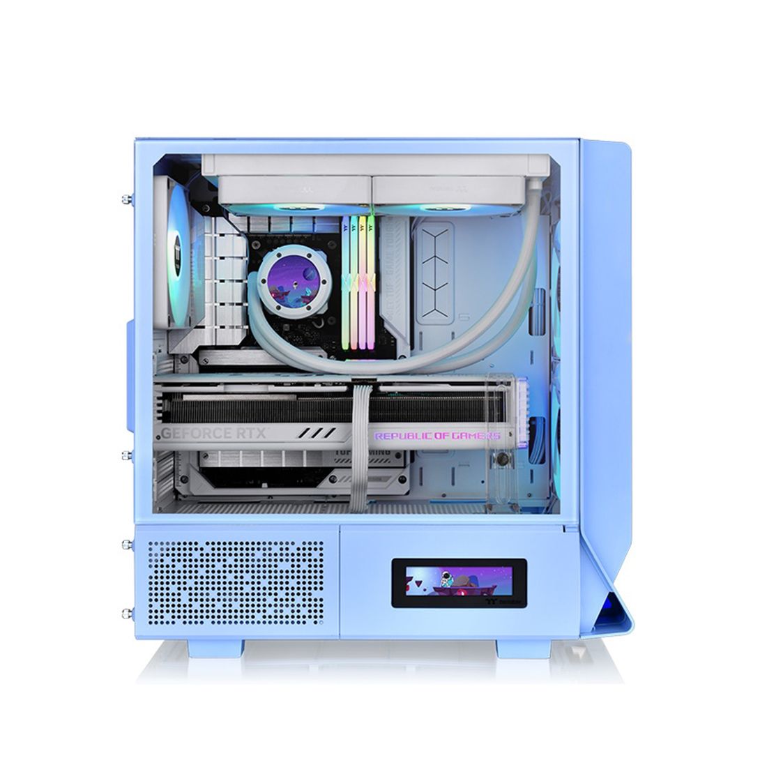 Компьютерный корпус, Thermaltake, Ceres 330 TG ARGB Hydrangea Blue, CA-1Y2-00MFWN-00, Mid-tower, Mini-ITX/M-ATX/ATX/E-ATX, USB 3.0*2, USB 3.2 (Gen 2) Type-C*1, HD Audio/Mic, 2*140мм CT140 ARGB white fan/1*140мм CT140 white fan, Высота процессорного куллер — фото 2