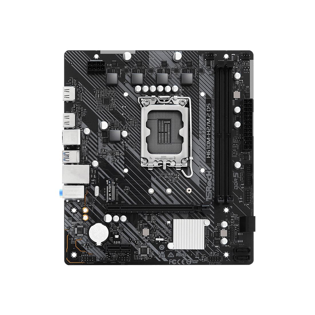 Материнская плата, ASRock, H610M-H2/M.2 D5 (4710483943775), LGA1700, iH610, 2xDDR5 4800/5600, 4xSATA3, 1xM.2 (PCI-E 3.0x4), 2xHDMI, 1xPCI-Ex16, 1xPCI-Ex1, mATX — фото 2