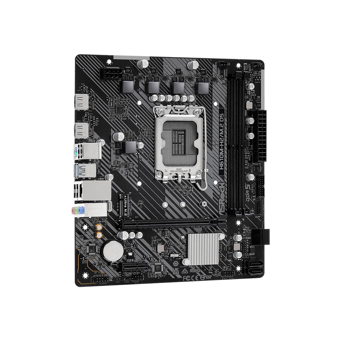 Материнская плата, ASRock, H610M-H2/M.2 D5 (4710483943775), LGA1700, iH610, 2xDDR5 4800/5600, 4xSATA3, 1xM.2 (PCI-E 3.0x4), 2xHDMI, 1xPCI-Ex16, 1xPCI-Ex1, mATX — фото 3