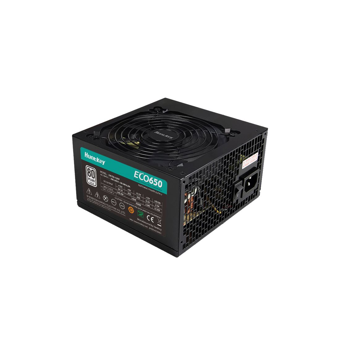 Блок питания, Huntkey, ECO650, 650W, ATX, APFC, 20+4 pin, 2*4+4pin, 3*Sata, 3*Molex, 2*PCI-E 6+2 pin, Вентилятор 12см, Кабель питания, Чёрный — купить в Lirotech