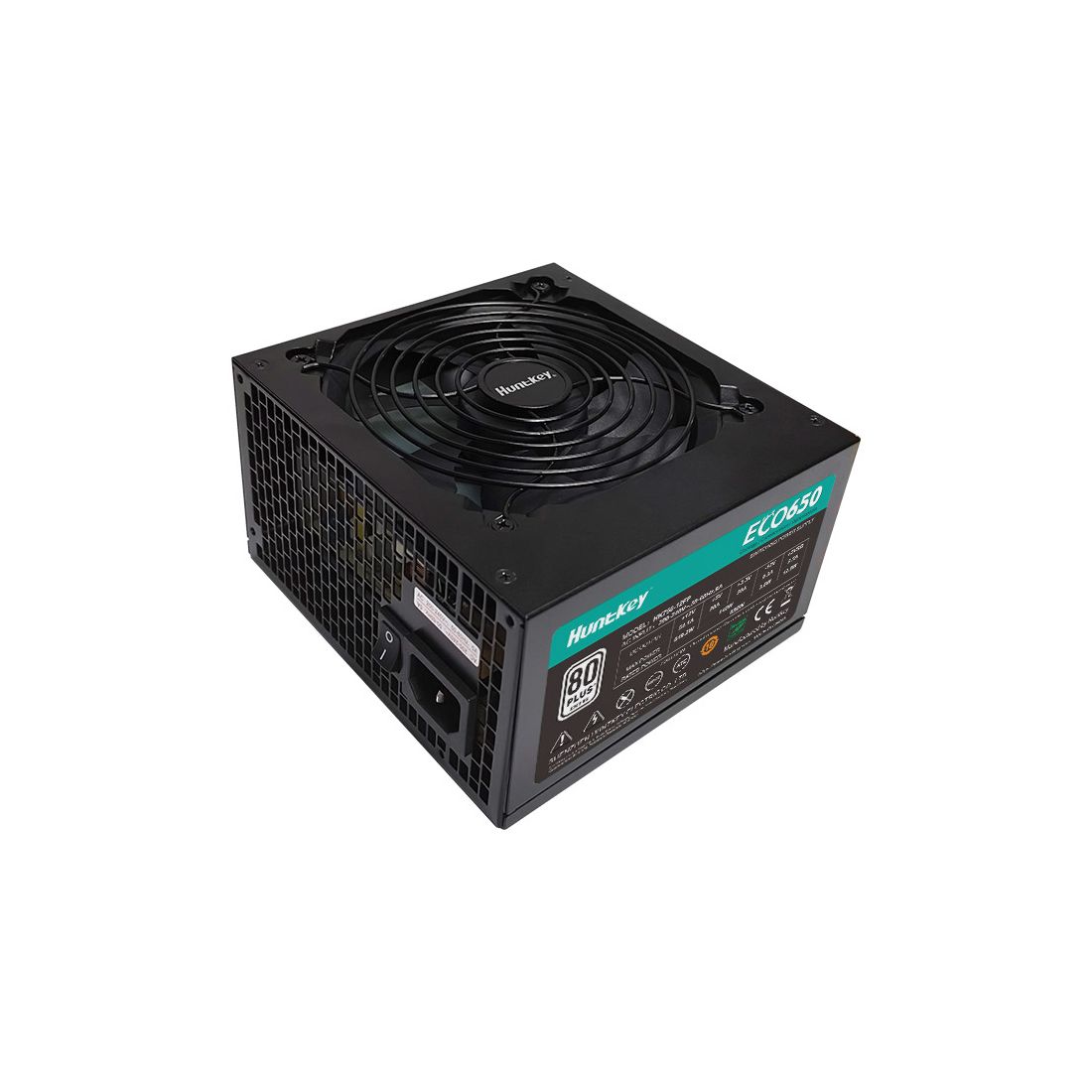 Блок питания, Huntkey, ECO650, 650W, ATX, APFC, 20+4 pin, 2*4+4pin, 3*Sata, 3*Molex, 2*PCI-E 6+2 pin, Вентилятор 12см, Кабель питания, Чёрный — фото 2
