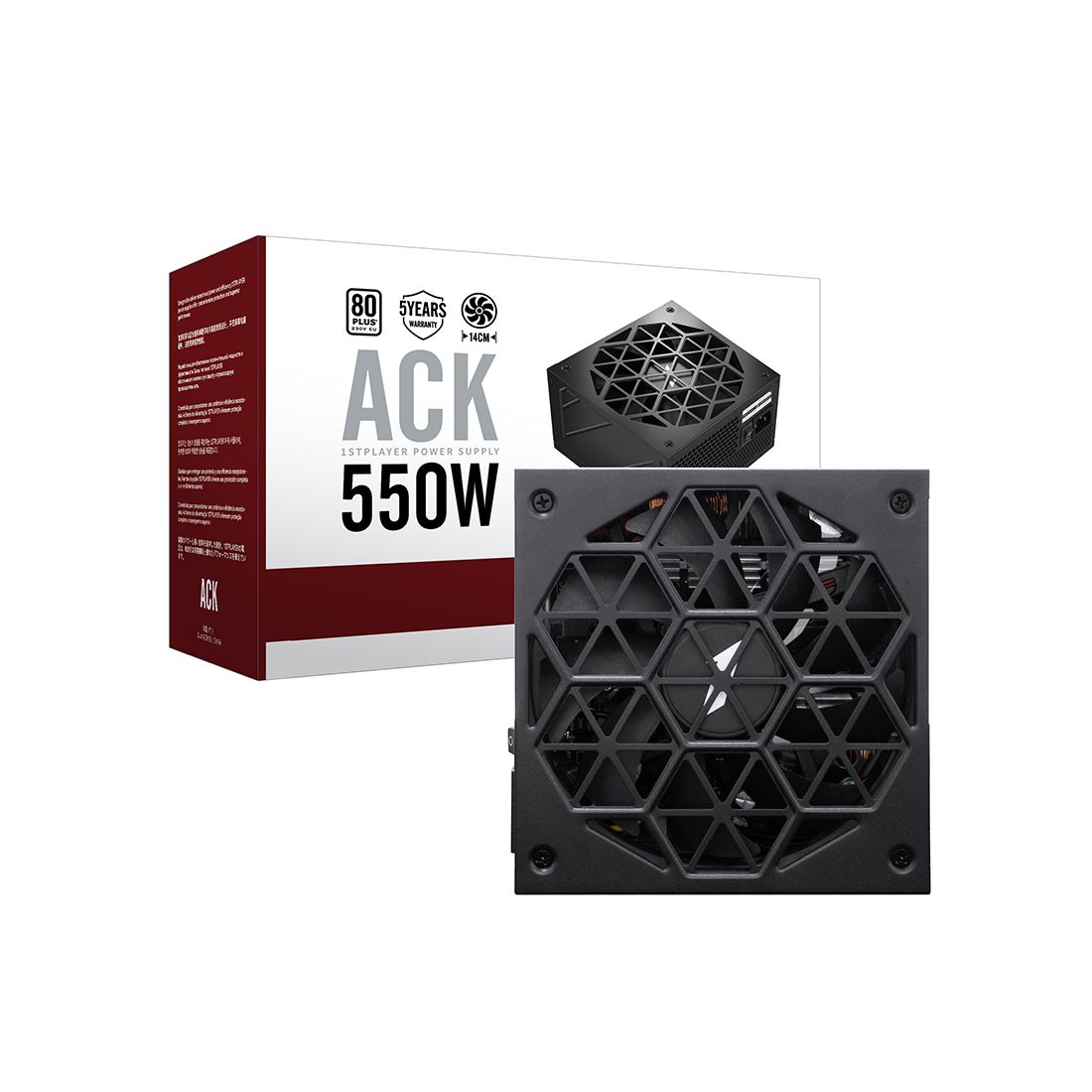 Блок питания, 1STPLAYER, HA 550W BK, 550W, ATX, 80+, APFC, 20+4pin, 4+4pin, 4*Sata, 2*Molex, 1*PCI-E 6+2-pin, Non-modular, Вентиялтор 14см, 145х150х86мм, Черный — купить в Lirotech