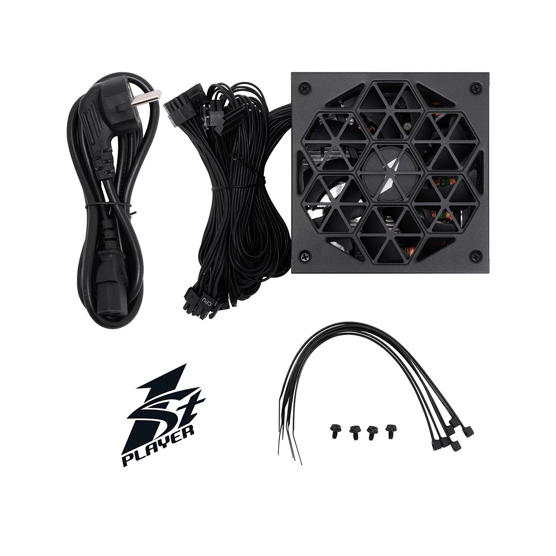 Блок питания, 1STPLAYER, HA 550W BK, 550W, ATX, 80+, APFC, 20+4pin, 4+4pin, 4*Sata, 2*Molex, 1*PCI-E 6+2-pin, Non-modular, Вентиялтор 14см, 145х150х86мм, Черный — фото 3
