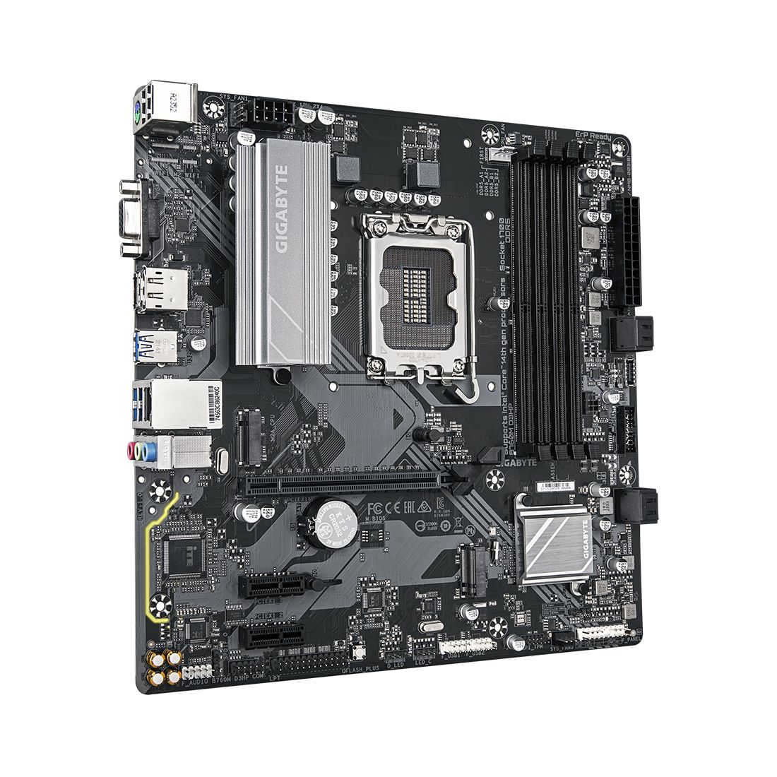 Материнская плата, Gigabyte, B760M D3HP (4719331864347), LGA1700, iB760, 4xDDR5 4400/4800/5200/5600, 4xSATA3, 2xM.2 (PCI-E 4.0x4/x2), Raid, 1xD-Sub, 1хDP, 1xHDMI, 1xPCI-Ex16, 2xPCI-Ex1, mATX — фото 3