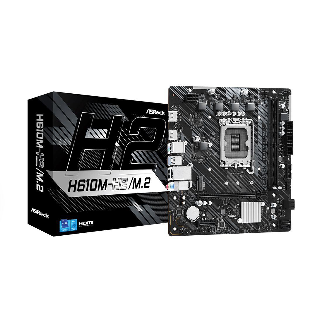 Материнская плата, ASRock, H610M-H2/M.2 (4710483946929), LGA1700, iH610, 2xDDR4 3200, 4xSATA3, 1xM.2 (PCI-E 3.0x4), 2xHDMI, 1xPCI-Ex16, 1xPCI-Ex1, mATX — фото 1