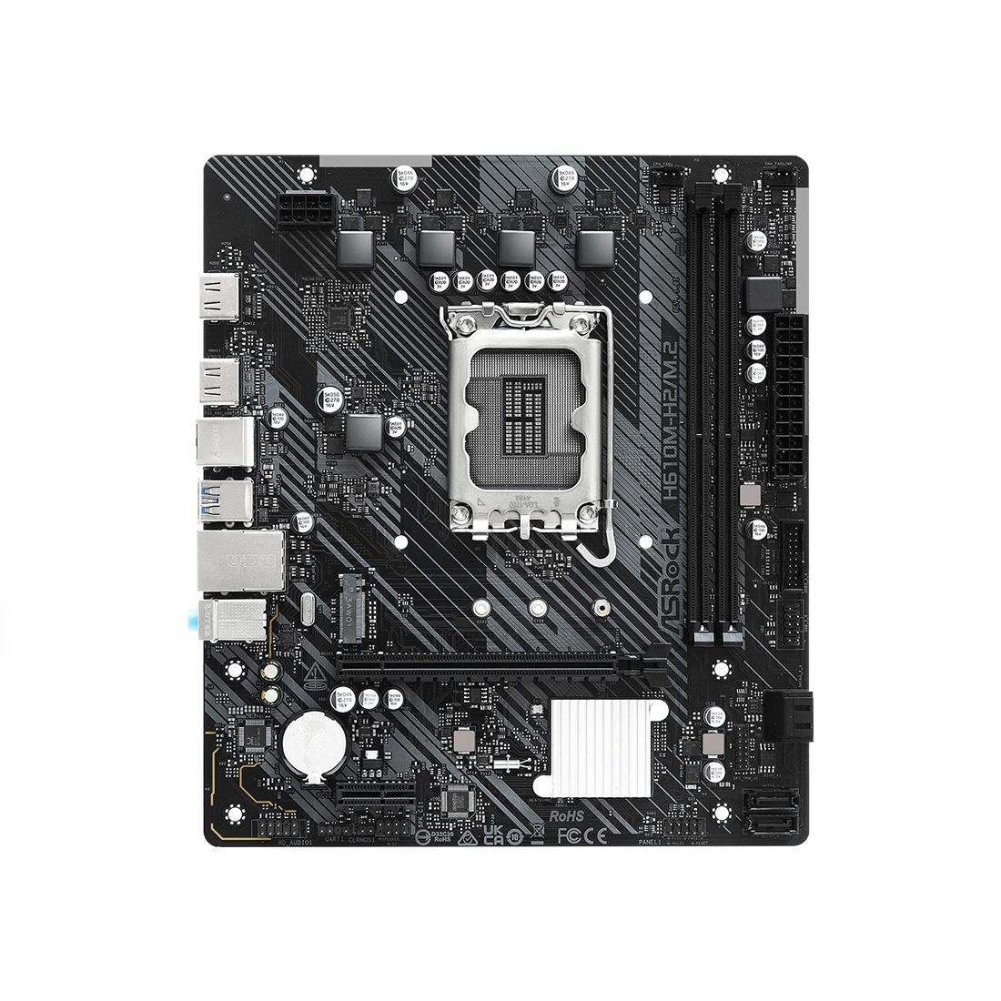 Материнская плата, ASRock, H610M-H2/M.2 (4710483946929), LGA1700, iH610, 2xDDR4 3200, 4xSATA3, 1xM.2 (PCI-E 3.0x4), 2xHDMI, 1xPCI-Ex16, 1xPCI-Ex1, mATX — фото 2