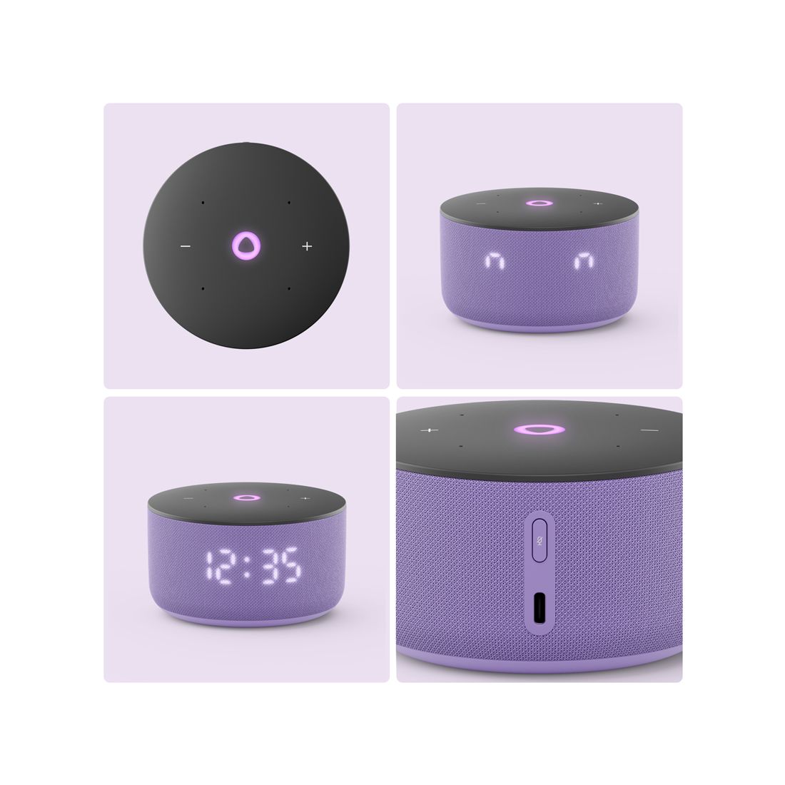 Умная колонка, Яндекс, YNDX-00027LIL, Яндекс Станция Мини 3 с Алисой, YaGPT, 12Вт, 1 динамик, 3 микрофона, 110-16 000 Гц, Wi-Fi (2,4–5 ГГц), Bluetooth 5.0, Лиловый — фото 2