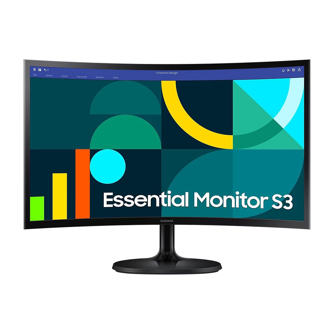 Монитор, Samsung, LS24D364GAIXCI, Essential S3 FHD, 24", Изогнутый, 1920x1080, VA, 100 Гц, 16:9, 250 кд/м2, 3000:1, 4 мс, 178/178, 16.7 млн., VGA*1, HDMI*1, Аудиопорт*1, VESA 75*75 мм, Регулировка наклона, кабель HDMI в комплекте, Чёрный — 24" — купить в Lirotech