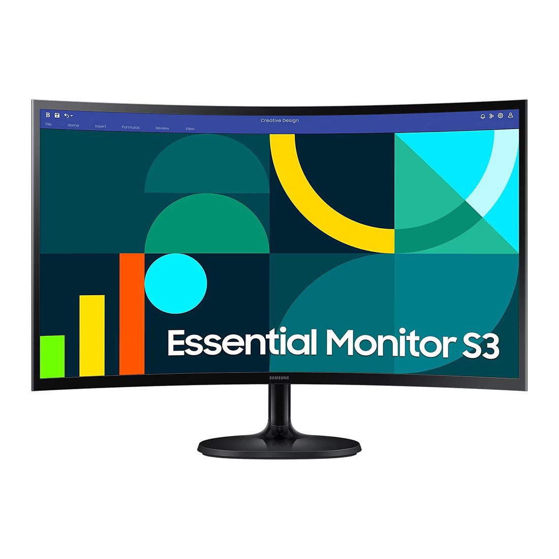 Монитор, Samsung, LS27D364GAIXCI, Essential S3 FHD, 27", Изогнутый, 1920x1080, VA, 100 Гц, 16:9, 250 кд/м2, 3000:1, 4 мс, 178/178, 16.7 млн., VGA*1, HDMI*1, Аудиопорт*1, VESA 75*75 мм, кабель HDMI в комплекте, Чёрный — фото 1