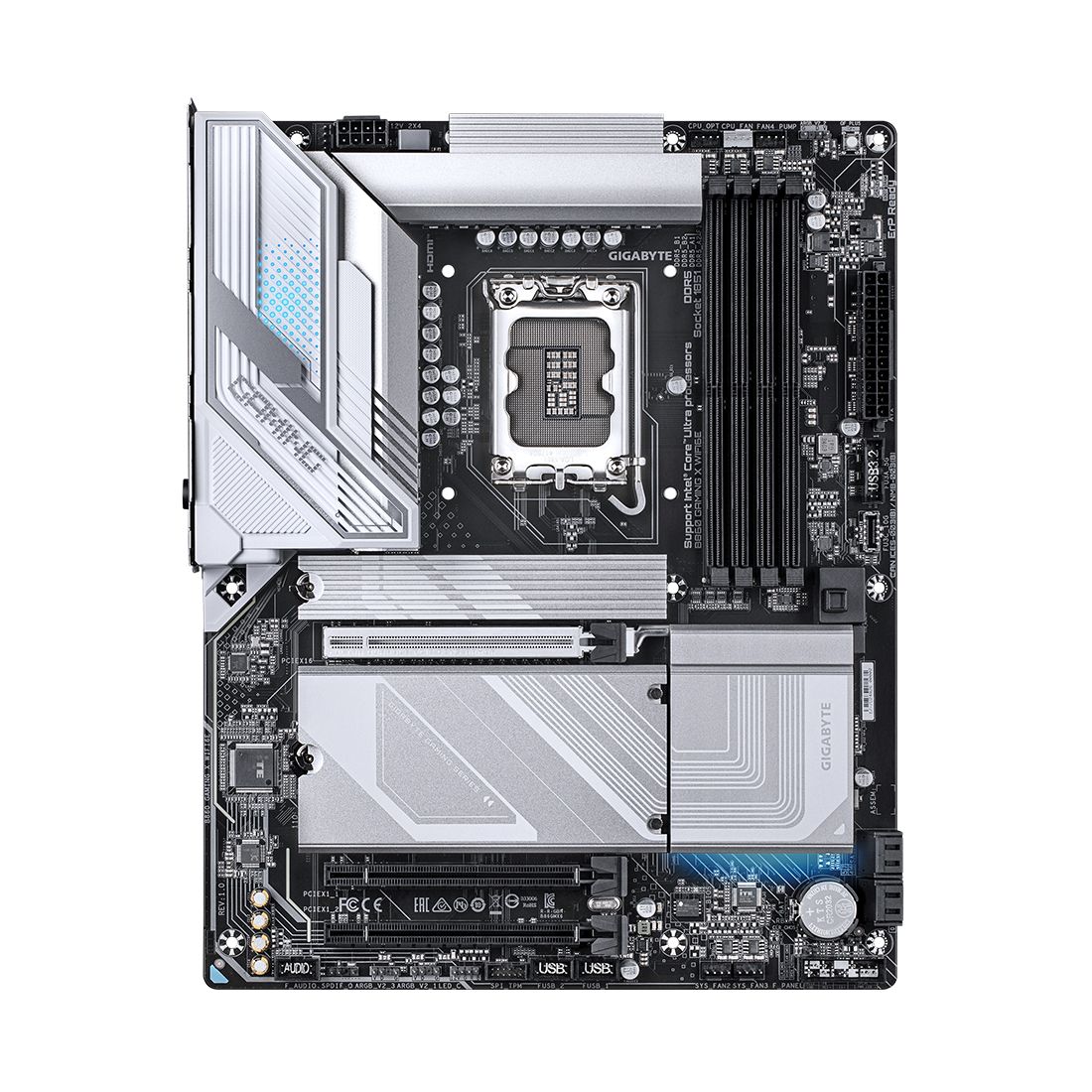 Материнская плата, Gigabyte, B860 GAMING X WIFI6E (4719331866532), LGA1851, iB860, 4xDDR5 5600/6400/9066(OC), 4xSATA3, Raid, 3xM.2 (PCI-E 4.0x4/x2), 1хDP, 1xHDMI, 1xUSB4® USB Type-C® port, 3xPCI-Ex16, WiFi, ATX — фото 2