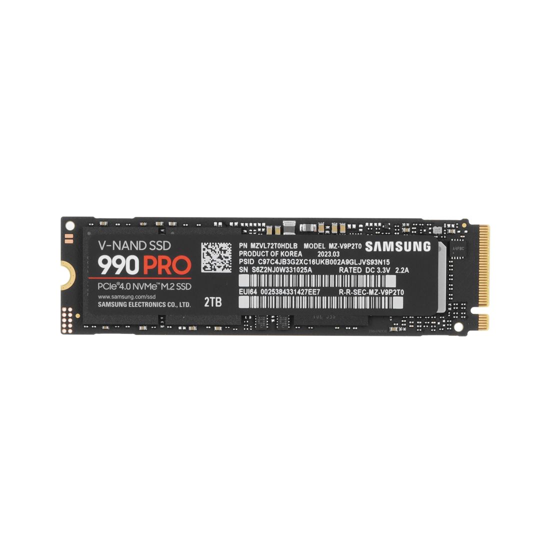Твердотельный накопитель SSD, Samsung, 990 PRO MZ-V9P2T0BW, 2TB, M.2 PCIe 4.0 NVMe, 7450/6900 Мб/с — фото 1