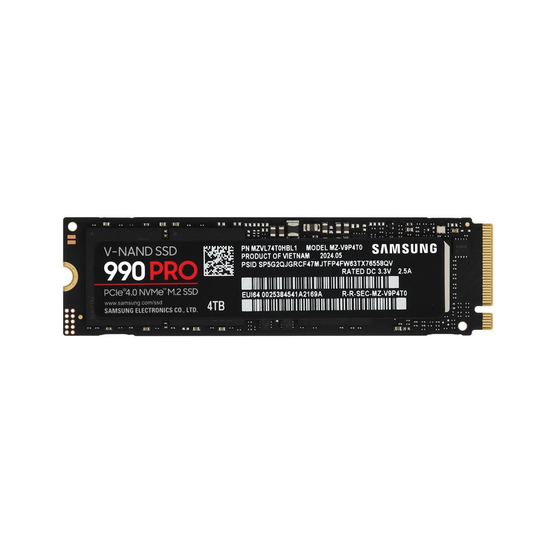 Твердотельный накопитель SSD, Samsung, 990 PRO MZ-V9P4T0BW, 4TB, M.2 PCIe 4.0 NVMe, 7450/6900 Мб/с — фото 1