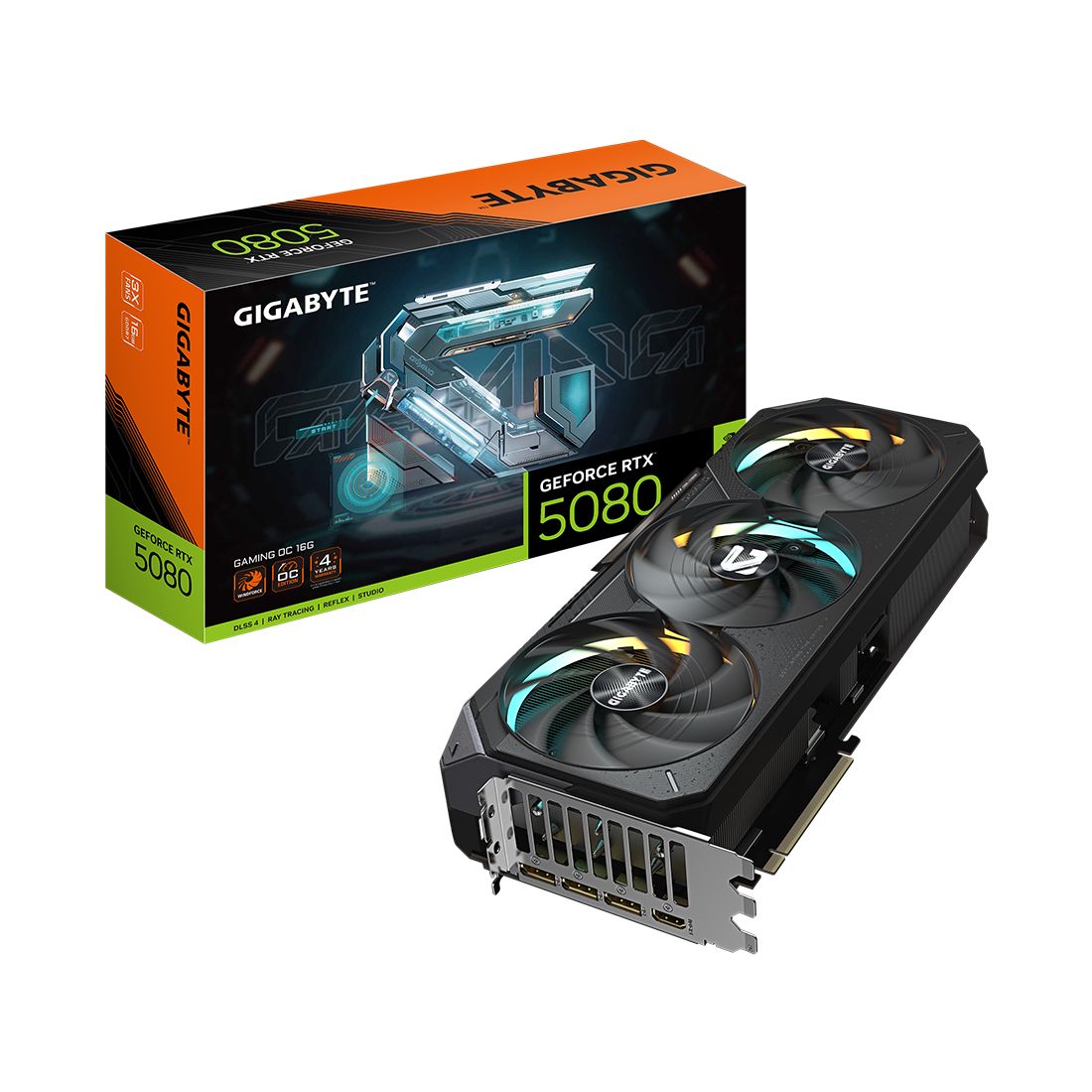 Видеокарта, Gigabyte, RTX5080 GAMING OC 16G (GV-N5080GAMING OC-16GD) 4719331355494, GDDR7, 256bit, 1-HDMI, 3-DP, Windforce 3X Fan, 340*140*70 мм, Цветная коробка — фото 3