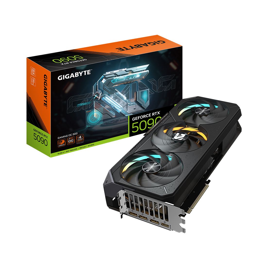 Видеокарта, Gigabyte, RTX5090 GAMING OC 32G (GV-N5090GAMING OC-32GD) 4719331355791, GDDR7, 512bit, 1-HDMI, 3-DP, Windforce 3X Fan, 342*152*70 мм, Цветная коробка — фото 3