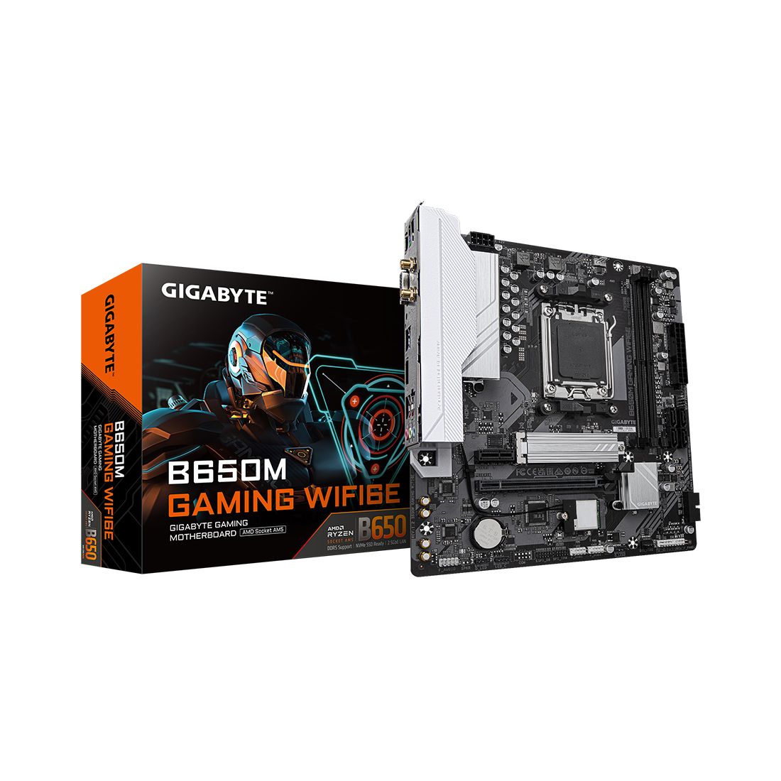 Материнская плата, Gigabyte, B650M GAMING PLUS WIFI (4719331862213), AM5, B650, 4xDDR5 4800/5200/8000(OC), 4xSATA3, 2xM.2 (PCIe 4.0 x4/x2), RAID, 1xHDMI, 2хDP, 1xPCI-Ex16, 1xPCI-Ex1, WiFi, mATX — фото 1