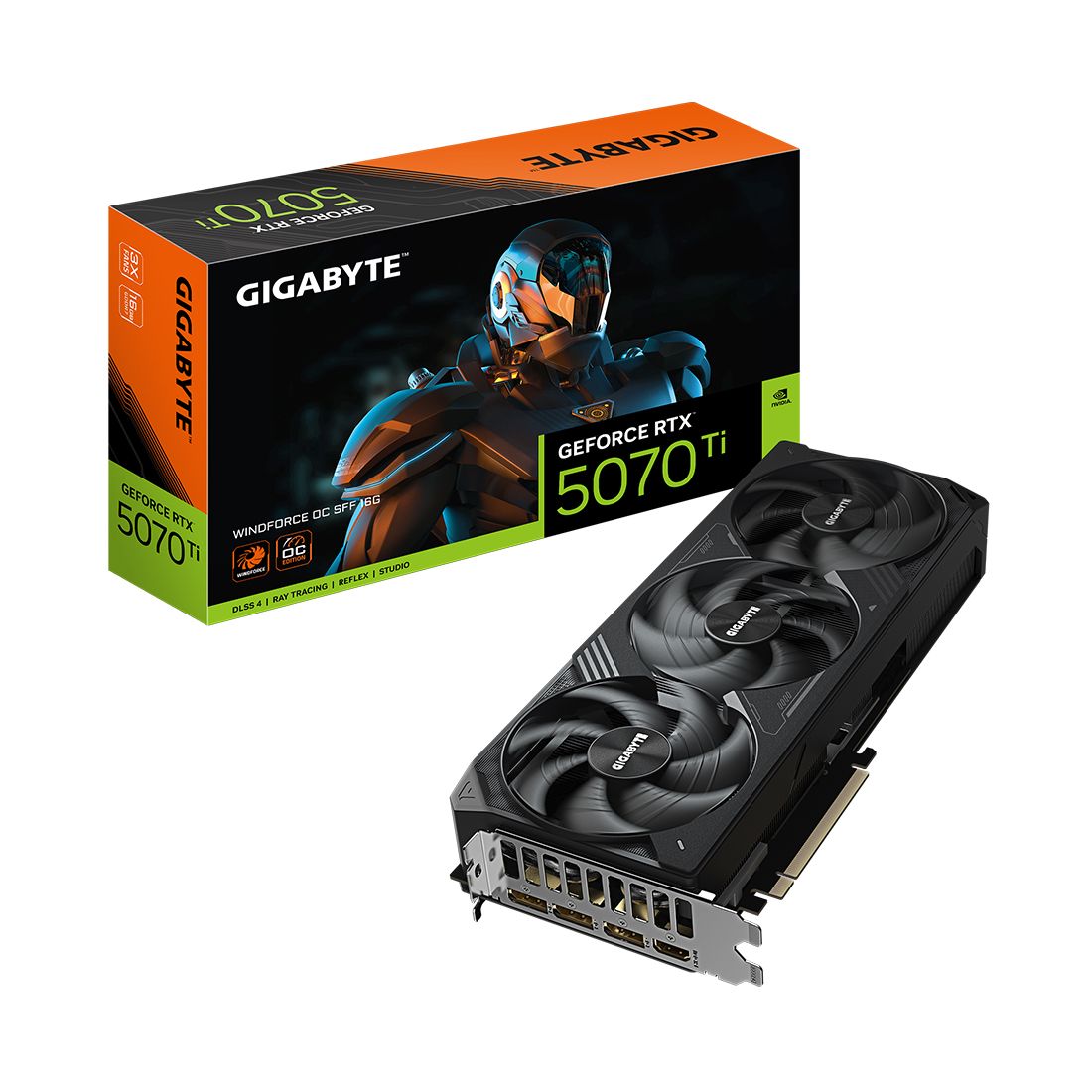 Видеокарта, Gigabyte, RTX5070Ti WINDFORCE OC SFF 16G (GV-N507TWF3OC-16GD) 4719331355579, GDDR7, 256bit, 1-HDMI, 3-DP, Windforce 3X Fan, 304*126*50 мм, Цветная коробка — фото 3