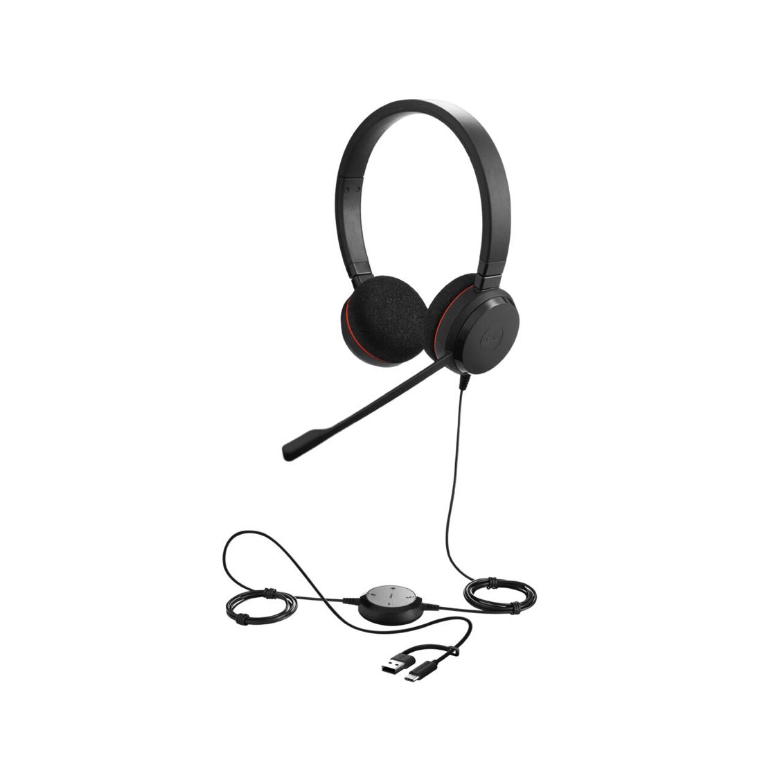 Гарнитура, Jabra, 4999-823-169, Jabra EVOLVE 20, Stereo, MS, Проводная, USB C/A, шумоподавление, -10°C to + 50°C, регулятор громкости — купить в Lirotech