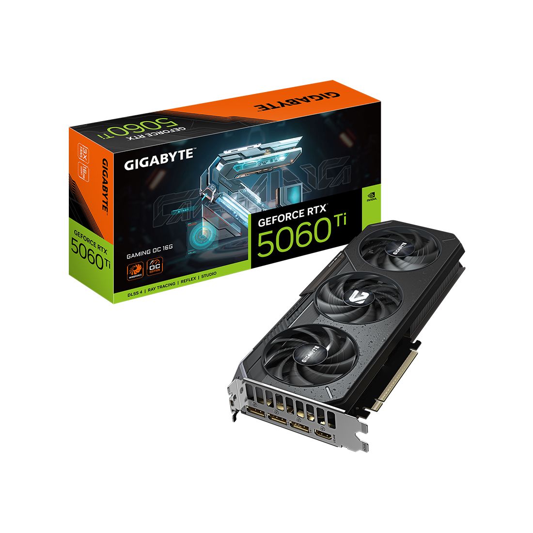 Видеокарта, Gigabyte, RTX5060Ti GAMING OC 16G (GV-N506TGAMING OC-16GD) (4719331356026), GDDR7, 128bit, 1-HDMI, 3-DP, Windforce 3X Fan, 281*119*40 мм, Цветная коробка — фото 3