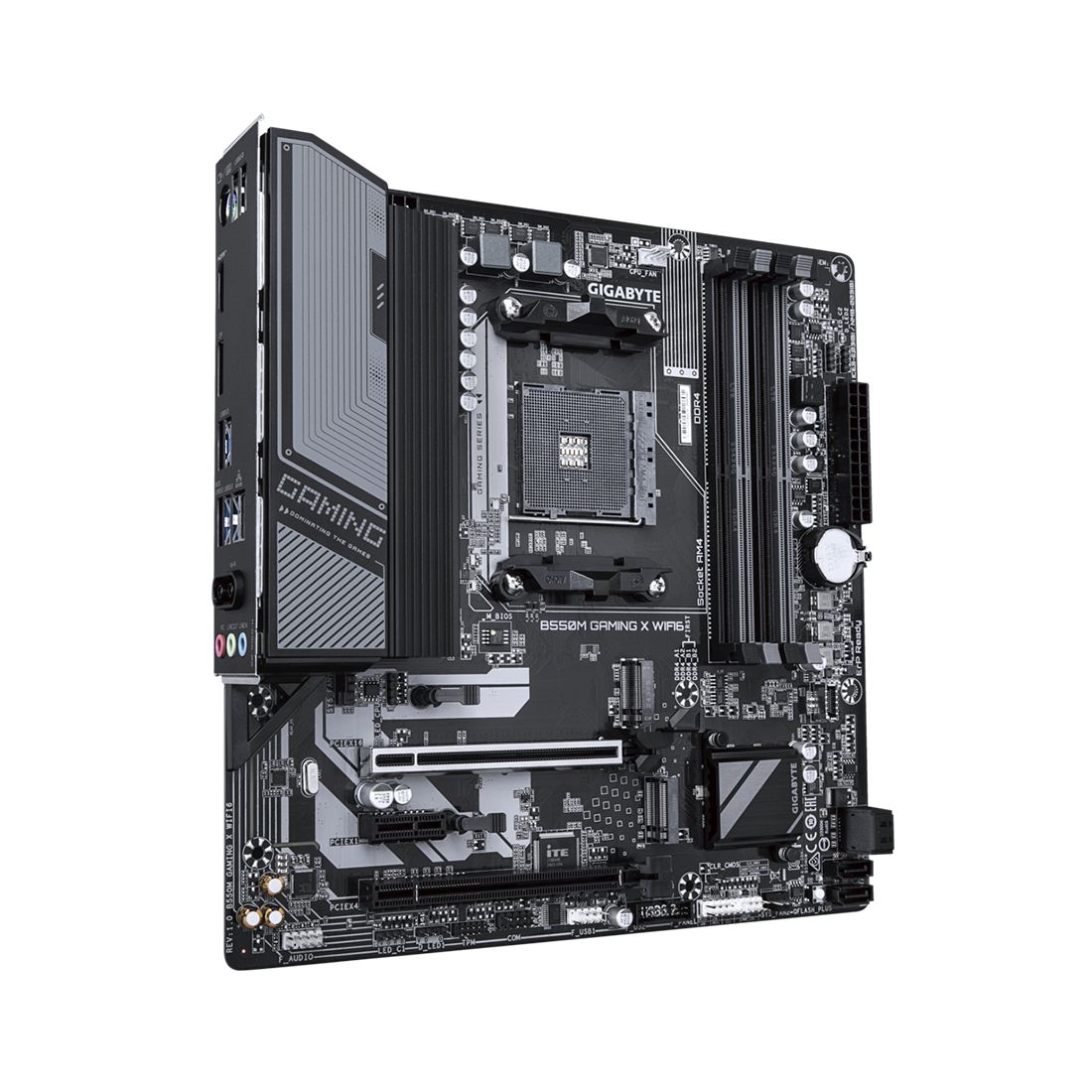 Материнская плата, Gigabyte, B550M GAMING X WIFI6 (4719331870096), AM4, B550, 4xDDR4 3200, 4xSATA3, 2xM.2 (1*PCIe 4.0x4/x2 & SATA. 1*PCIe 3.0x2 & SATA), RAID, 1xHDMI, 1хDP, 2xPCI-Ex16, 1xPCI-Ex1, WiFi, mATX — фото 3