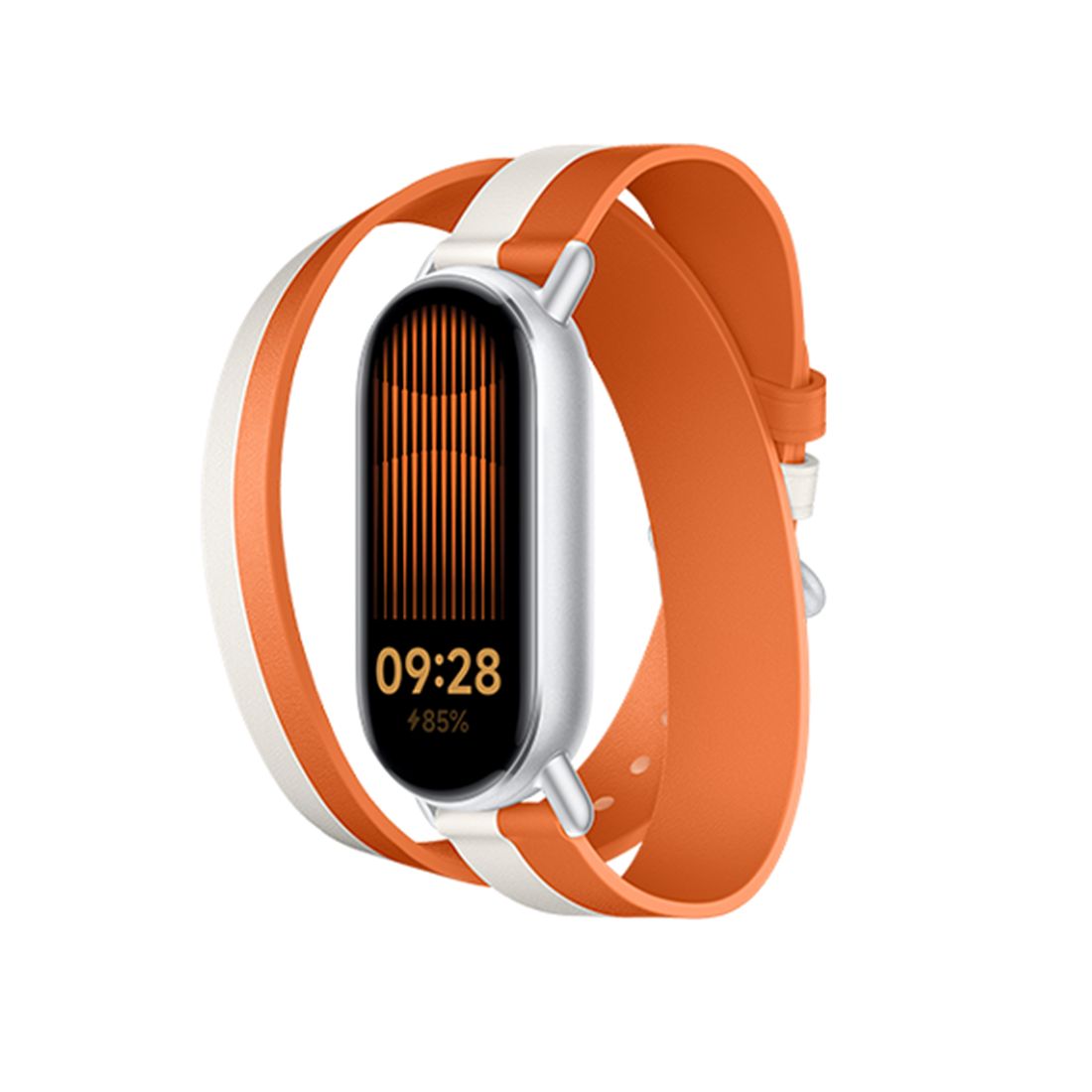 Сменный кожаный браслет, Xiaomi, Dual-tone Leather Strap, M2253AS1/BHR8724GL, Совместим с band 8/9, Бело-оранжевый — купить в Lirotech
