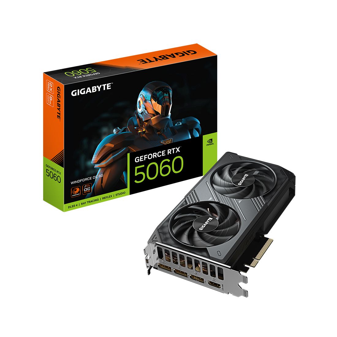 Видеокарта, Gigabyte, RTX5060 WINDFORCE OC 8G (GV-N5060WF2OC-8GD) 4719331356323, GDDR7, 128bit, 1-HDMI, 3-DP, Windforce 2X Fan, 199*116*40 мм, Цветная коробка — фото 3