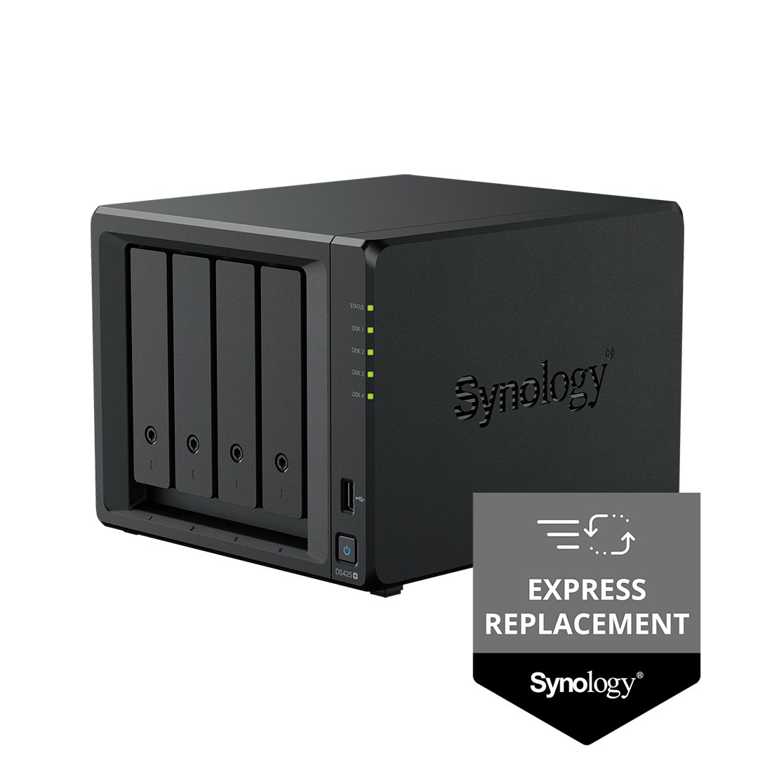 Система хранения данных (сервер), Synology, DS425+, Celeron J4125, 2GB, RJ-45 1GbE, RJ-45 2,5GbE (express replacement) — Celeron J4125 — купить в Lirotech