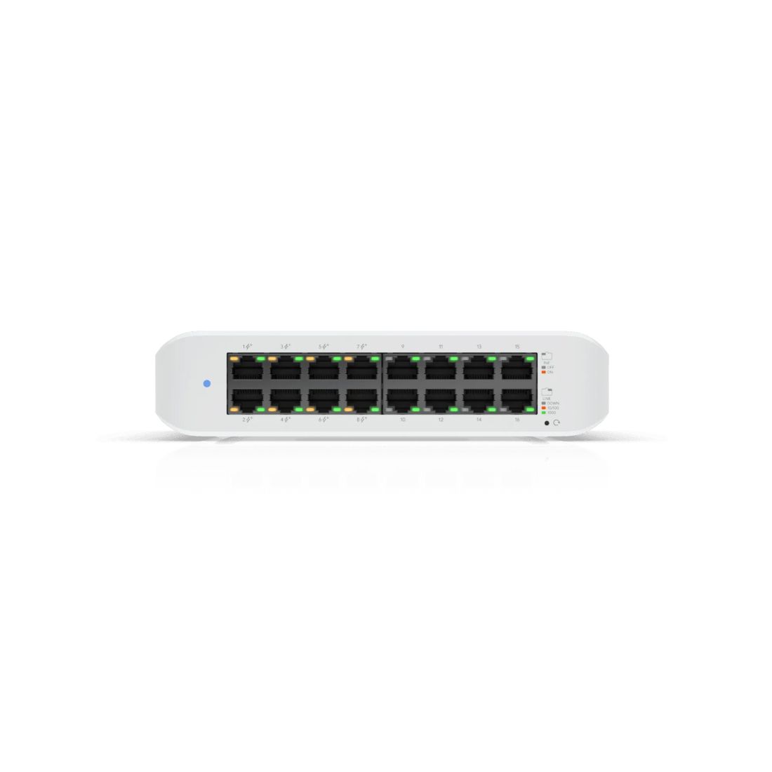 Коммутатор, Ubiquiti, USW-Lite-16-POE, Unifi Switch, Управляемый L2, 8 портов 10/100/1000 Mbps RJ45 PoE+, 802.3af/at, бюджет 45W, 8 портов 10/100/1000 Мбит/с RJ45, Настольный/настенный — фото 2