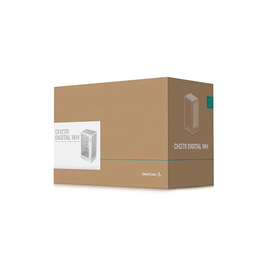 Компьютерный корпус, Deepcool, CH270 DIGITAL WH R-CH270-WHNDM0-G-1, Micro ATX/Mini-ITX, Type C*1/USB 3.0*2, HD-Audio+Mic, Высота процессорного кулера до 174мм, Длина VGA до 388/413мм, 1*3.5"/1*2.5", Сталь 0,6, 296x225x486мм, Без Б/П, Белый — фото 3