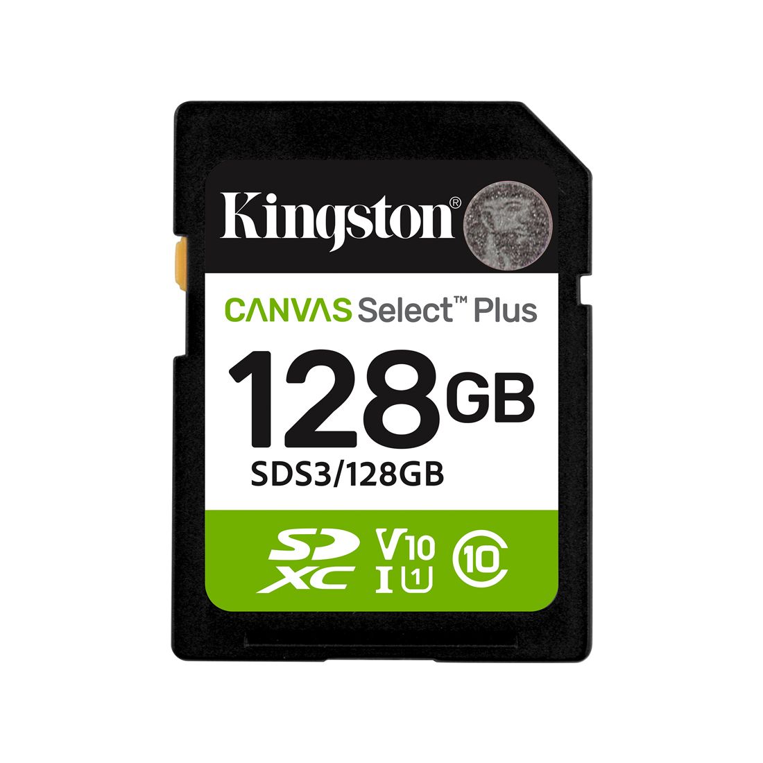 Карта памяти, Kingston, SDS3/128GB, SDXC 128GB, Canvas Select Plus, C10, UHS-I, U1, V10 — фото 1