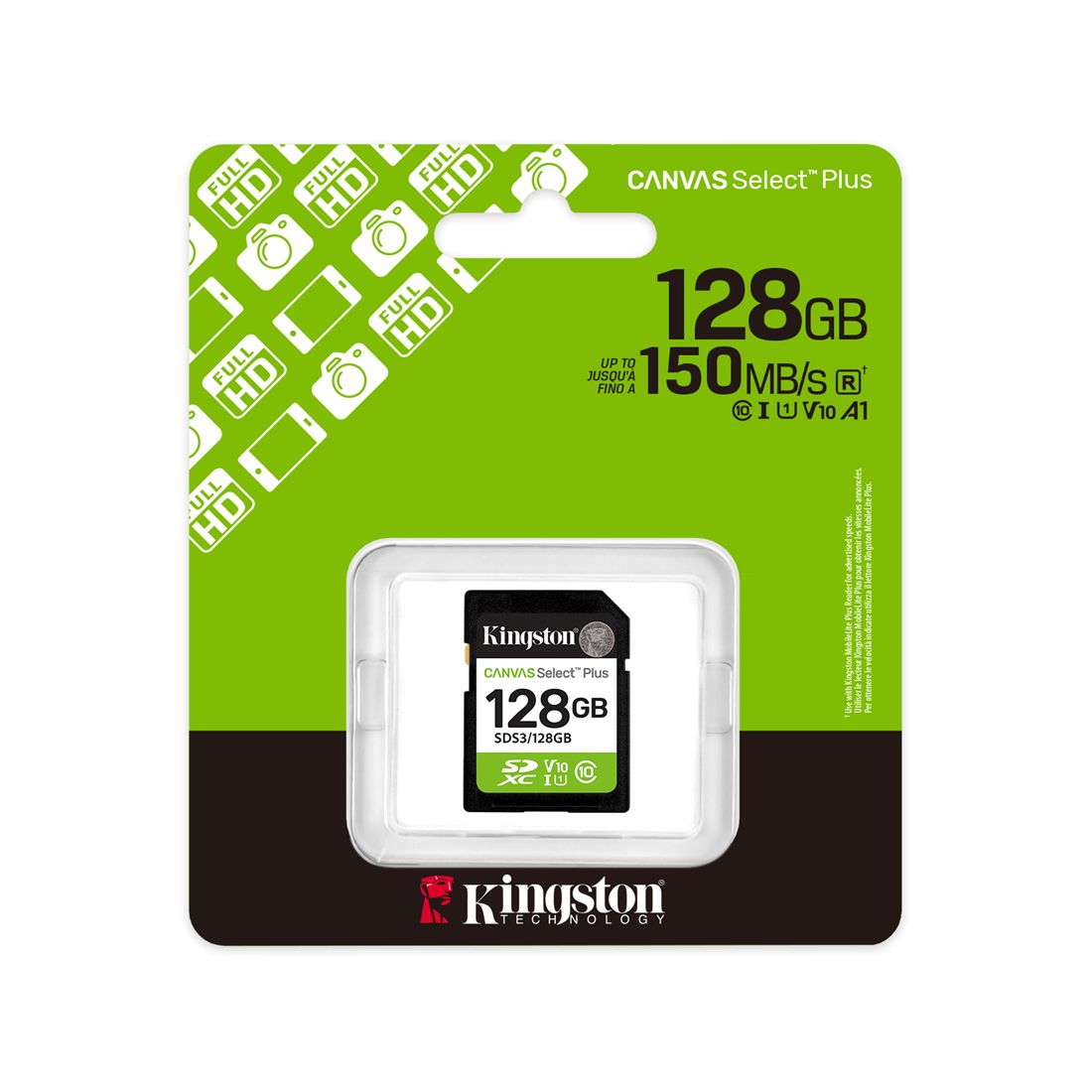 Карта памяти, Kingston, SDS3/128GB, SDXC 128GB, Canvas Select Plus, C10, UHS-I, U1, V10 — фото 3