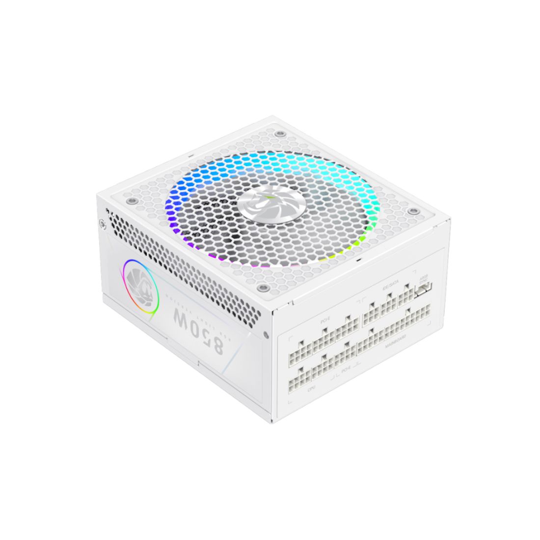 Блок питания, Gamemax, RGB 850G WH, 2141-0850B0021, 850W, Gold, APFC, 20+4 pin, 2*4+4pin, 8*Sata, 3*Molex, 3*PCI-E 6+2 pin, Modular, Вентилятор 14см, 165*150*86 см, Белый — купить в Lirotech
