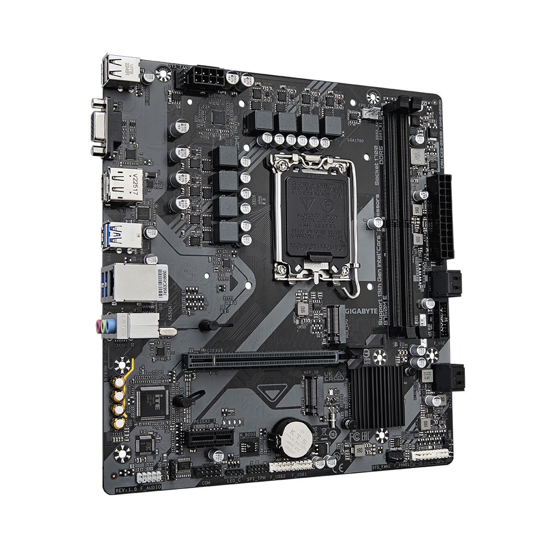 Материнская плата, Gigabyte, B760M E (4719331856052), LGA1700, iB760, 2xDDR5 4000/4800/7200(OC), 4xSATA3, 2xM.2 (PCI-E 4.0x4/x2), Raid, 1xD-Sub, 1хDP, 1xHDMI, 1xPCI-Ex16, 1xPCI-Ex1, mATX — фото 3