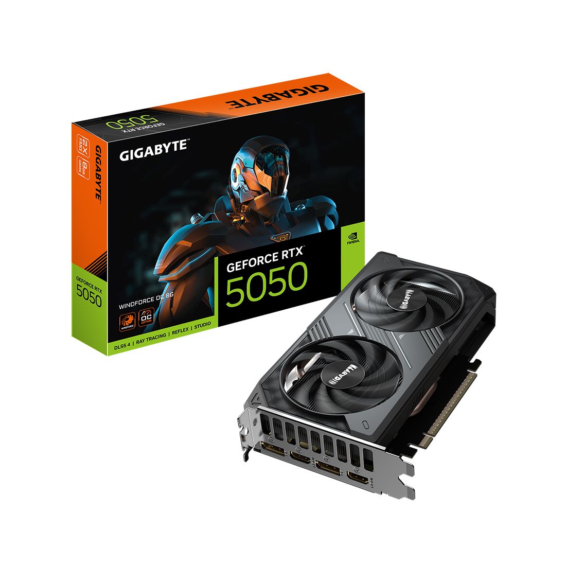 Видеокарта, Gigabyte, RTX5050 WINDFORCE OC 8G (GV-N5050WF2OC-8GD) 4719331356743, GDDR6, 128bit, 2-HDMI, 2-DP, Windforce 2X Fan, 199*116*40 мм, Цветная коробка — фото 3