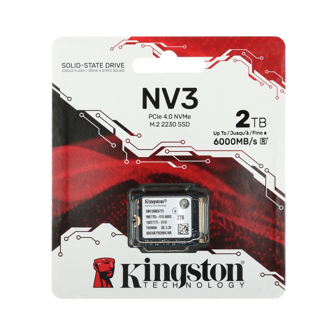 Твердотельный накопитель SSD, Kingston, SNV3SM3/2T0, 2TB, Mini M.2 2230 PCIe Gen4 x4, 6000/5000 Мб/с — фото 1