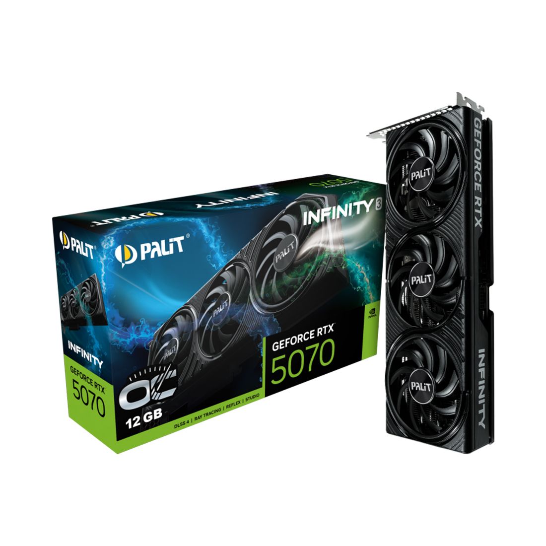 Видеокарта, PALIT, RTX5070 INFINITY 3 OC 12GB (4710562245080), (NE75070S19K9-GB2050S), GDDR7, 192bit, 3-DP, HDMI, 291.9*116.6*41.3 мм, Цветная коробка — фото 3