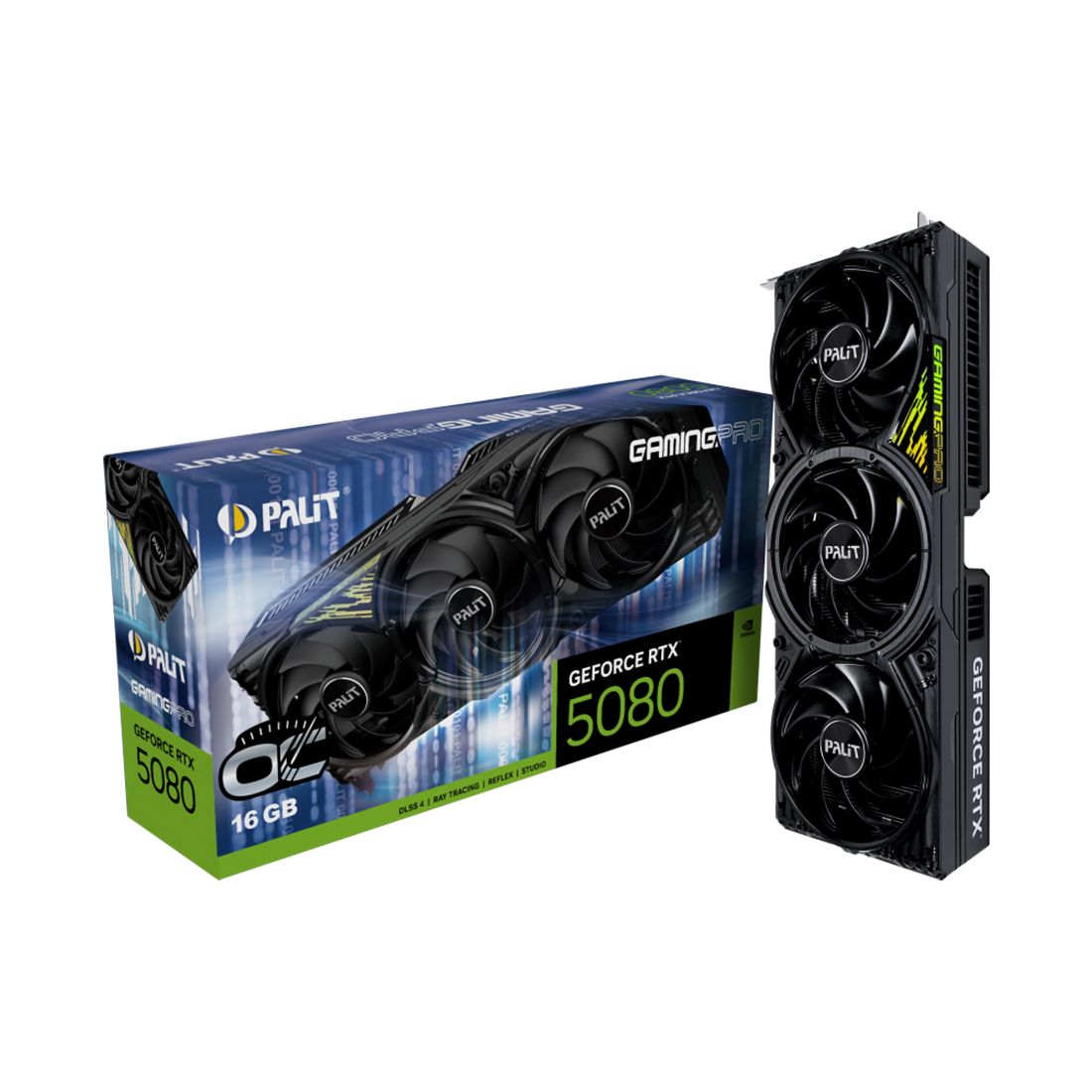 Видеокарта, PALIT, RTX5080 GAMINGPRO OC 16GB (4710562244922), (NE75080S19T2-GB2031A), GDDR7, 256bit, 3-DP, HDMI, 331.9*127.1*60 мм, Цветная коробка — фото 3