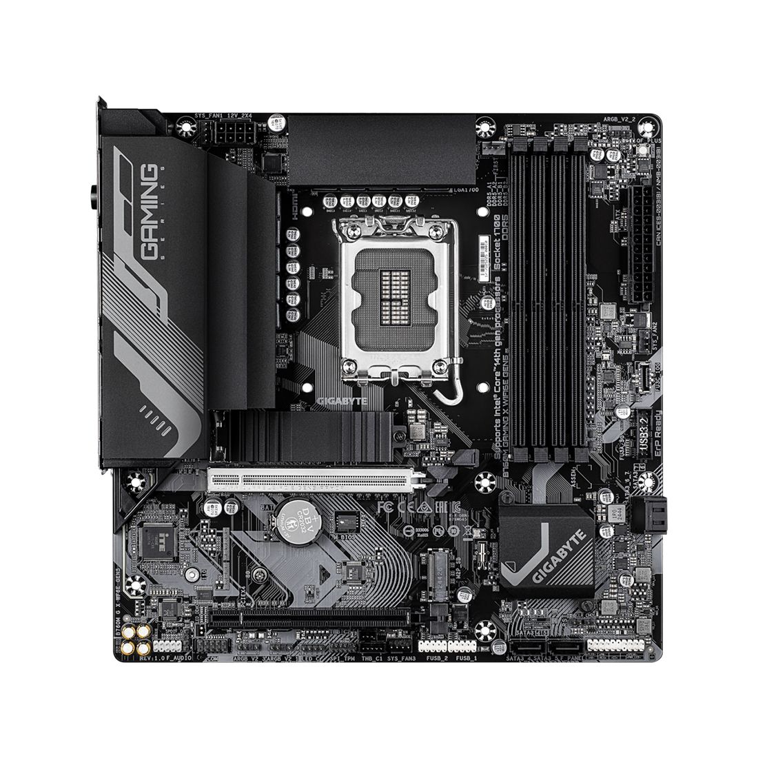 Материнская плата, Gigabyte, B760M GAMING X WIFI6E GEN5 (4719331872953), LGA1700, iB760, 4xDDR5 4400/4800/5200/5600/7600(OC), 4xSATA3, Raid, 2xM.2 (PCI-E 4.0x4/x2), 1хDP, 1xHDMI, 2xPCI-Ex16, WiFi, mATX — фото 2