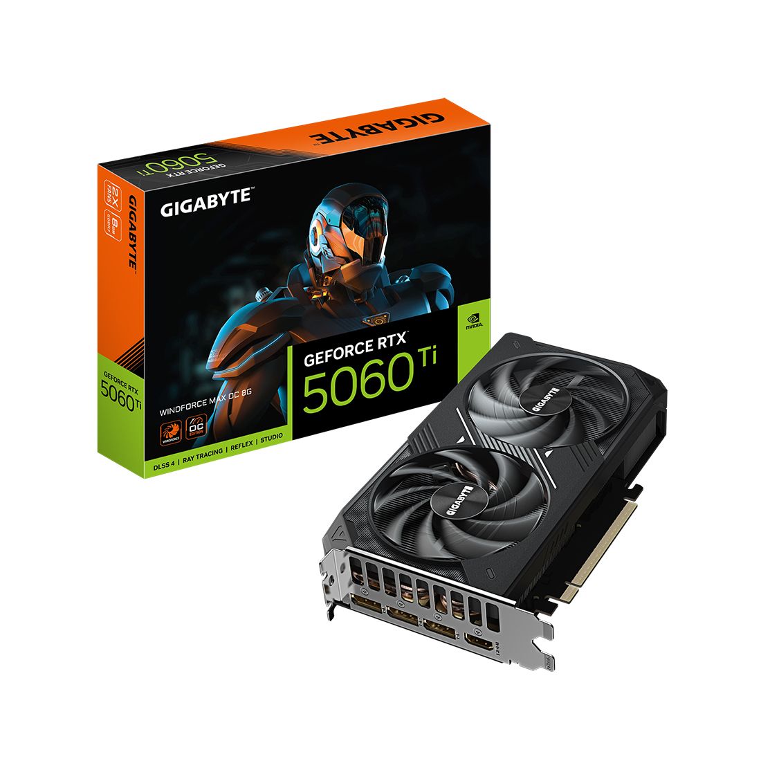 Видеокарта, Gigabyte, RTX5060Ti WINDFORCE MAX OC 8G (GV-N506TWF2MAX OC-8GD) 4719331356682, GDDR7, 128bit, 1-HDMI, 3-DP, Windforce 2X Fan, 208*120*40 мм, Цветная коробка — фото 3