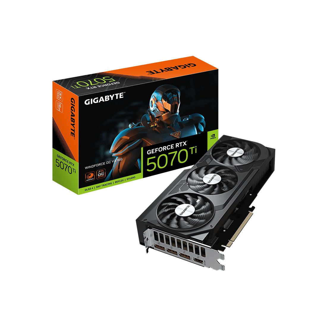 Видеокарта, Gigabyte, RTX5070Ti WINDFORCE OC V2 16G (GV-N507TWF3OCV2-16GD) 4719331357023, GDDR7, 256bit, 1-HDMI, 3-DP, Windforce 3X Fan, 261*126*50 мм, Цветная коробка — фото 3