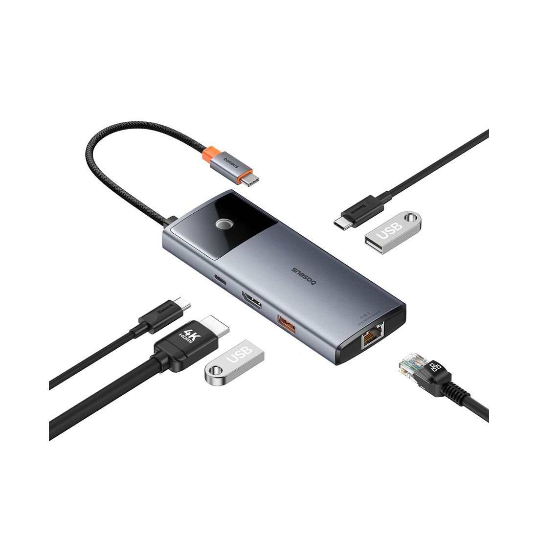 Док-станция, Baseus, Metal Gleam Series II (B00061802813-00), Air Spacemate, 6 -в-1, Серый — фото 3